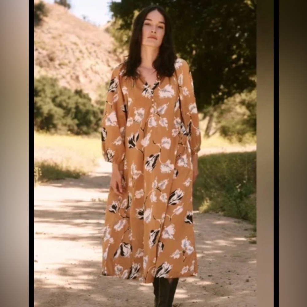 The Great Floral Print Maxi Dress in mustard Brown - Size 2 (M)